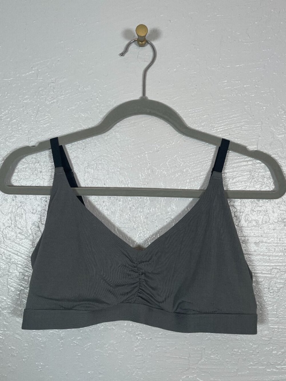 MeUndies Women XL Gray Ruched Bralette No Pads Wirelss Modal Loungewear